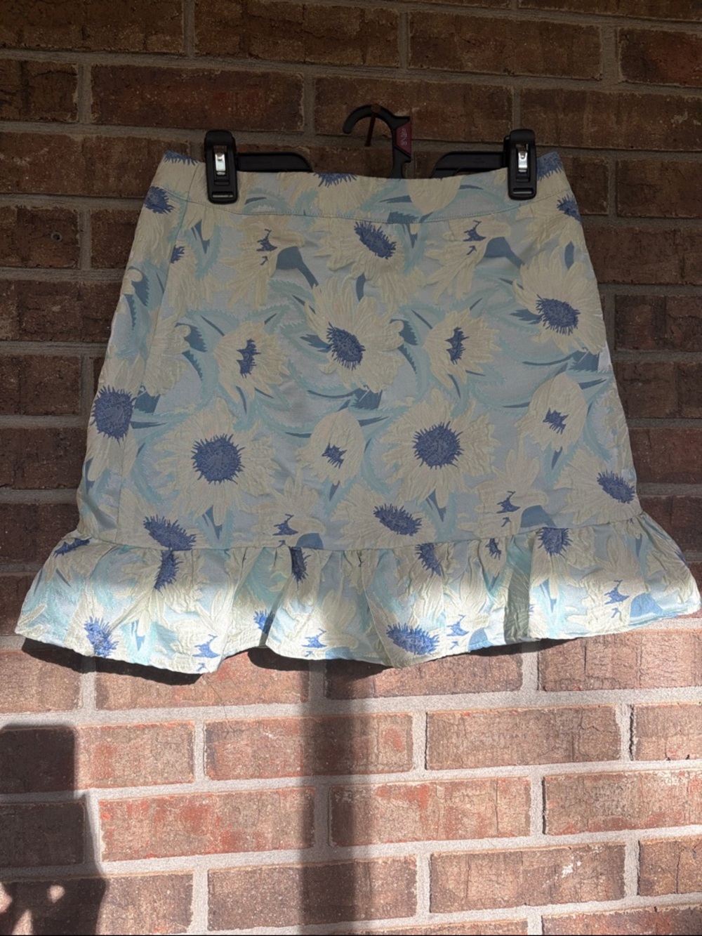 Lulu's Light Blue & Cream Sunflower Ruffle Mini Skirt - Picture 3 of 4